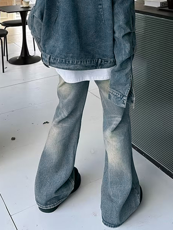 Vaqueros holgados acampanados con lavado vintage para hombre-2