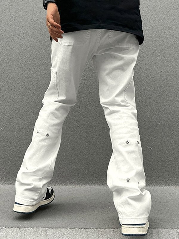 Jeans de pierna recta con adornos metálicos para hombre-4