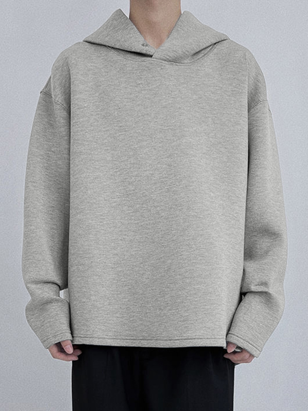 Sudadera con capucha extragrande y versátil de color liso para hombre-2