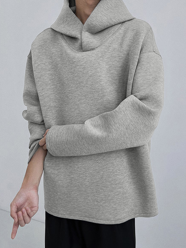 Sudadera con capucha extragrande y versátil de color liso para hombre-1