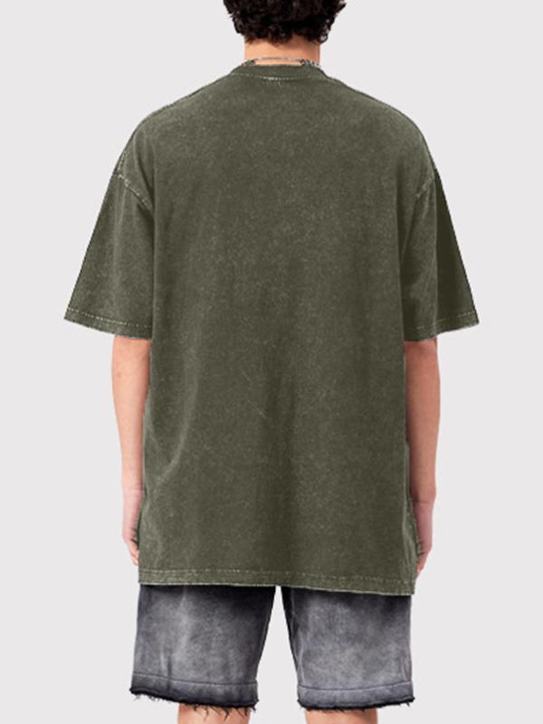 Camiseta de manga corta extragrande con estampado de alas para hombre-1