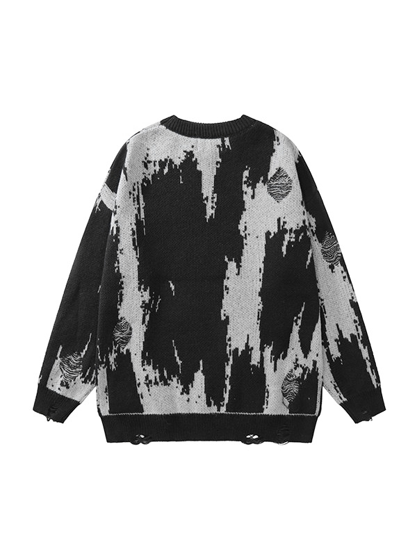 Suéter tipo jersey desgastado de jacquard para hombre-1