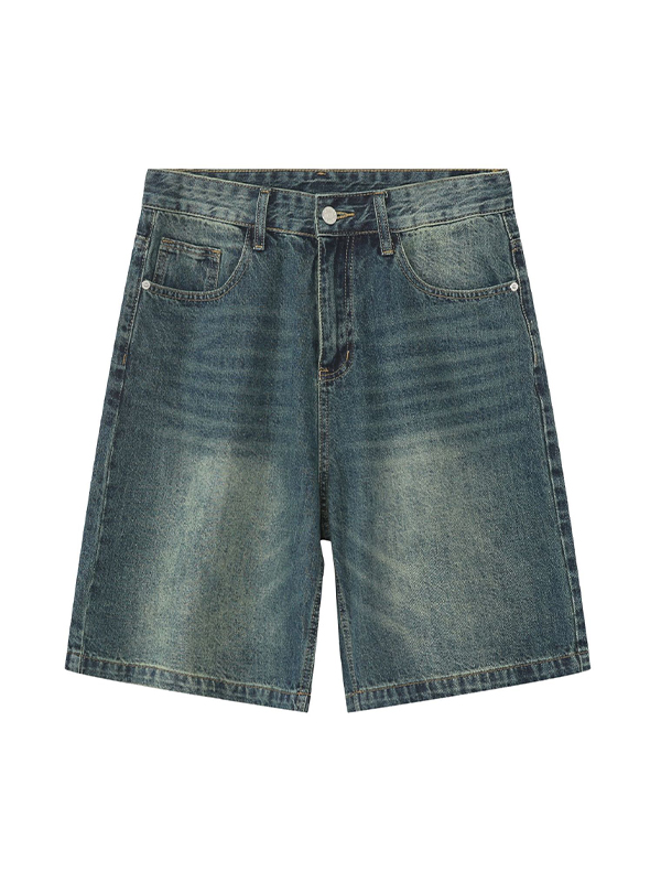 Pantalones cortos vaqueros casuales holgados para hombre-5